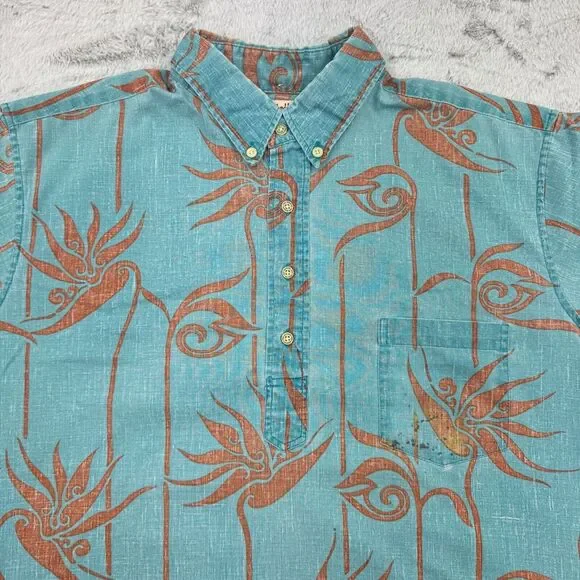 Reyn Spooner Alfred Shaheen Hawaiian Shirt Men's XL Blue Button Short Sleeves - Picture 3 of 10